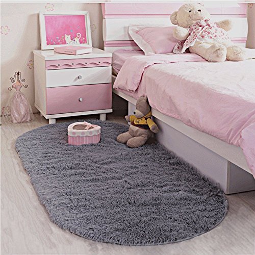 Softlife-Fluffy-Area-Rugs-for-Bedroom-26-x-53-Oval-Shaggy-Floor-Carpet-Cute-Rug-for-Boys-Kids-Room-Living-Room-Home-Decor-Grey