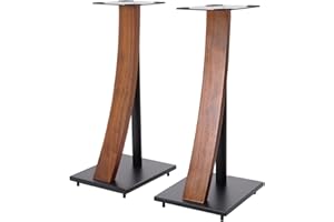 EXIMUS One Pair Fixed Height Universal Speaker Floor Stands with Real Wood - 290 Series (EX-290FE)