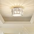 Modern Crystal Ceiling Light Fixture, BUXVRCS Mini Flush Mount Crystal Chandelier, H 5.89'' x W 8.66'' Small Crystal Ceiling Fixtures for Hallway Bedroom Bathroom G9 Socket