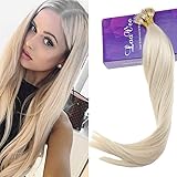 LaaVoo Human Hair Nano Micro Loop Extensions Blonde Solid Color Platinum Blonde 18 Inch Nano Ring Hair Extensions Remy Human Hair Nano Tips Hair Extensions Cold Fushion 1g/s 50g