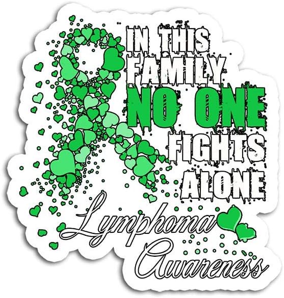 Decal Stickers for Laptop Sticker for Tumblers in This Family No One Fights Alone Lymphoma Awareness Waterproof Decal Perfect for Phone Water Bottle Vehicles (5 Pcs/Pack)