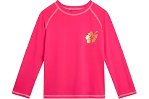 Real Love Toddler Girls Rash Guard - Quick Dry Sun Protection Girls Swim Shirt Long Sleeve Rash Guard Kids Swim Top (2T-16)