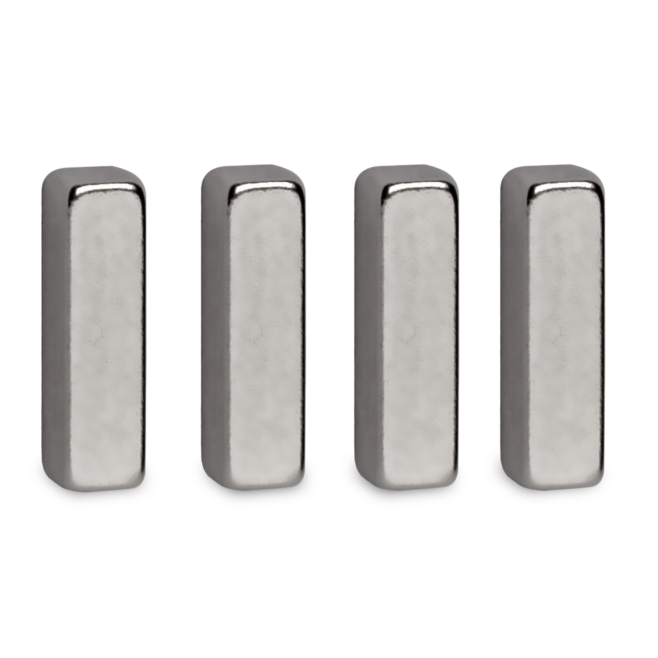 Maul 6169096 Neodymium Bar Magnets Holds 2 kg Size 4 x 15 mm Pack of 4 Light Silver