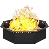 Mocomax Smokeless Fire Pit Ring 40-Inch Outer 36-Inch Inner Diameter, Large Solid Steel Firepit Liner for Outside Wood Burning, DIY Campfire Ring Above or In-Ground for Outdoor, Octagonal