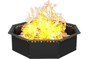 Mocomax Smokeless Fire Pit Ring 40-Inch Outer 36-Inch Inner Diameter, Large Solid Steel Firepit Liner for Outside Wood Burning, DIY Campfire Ring Above or In-Ground for Outdoor, Octagonal