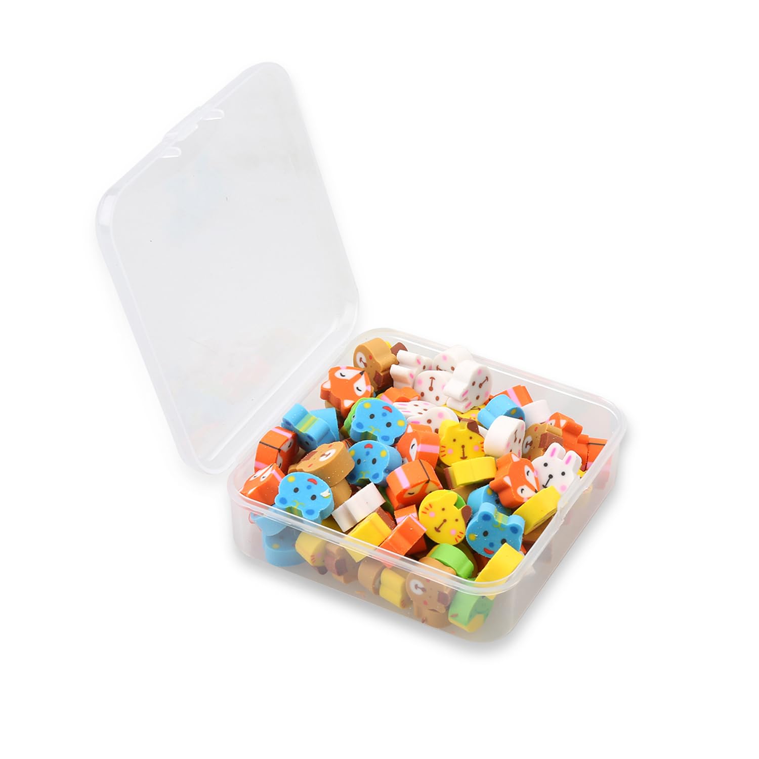 Hopzab 100 Pcs Mini Erasers Cute Pencil Rubbers Assorted Mini Erasers for Kids Students Party Favors Classroom Prizes Homework Rewards Gifts School Supplies(Animals Style)