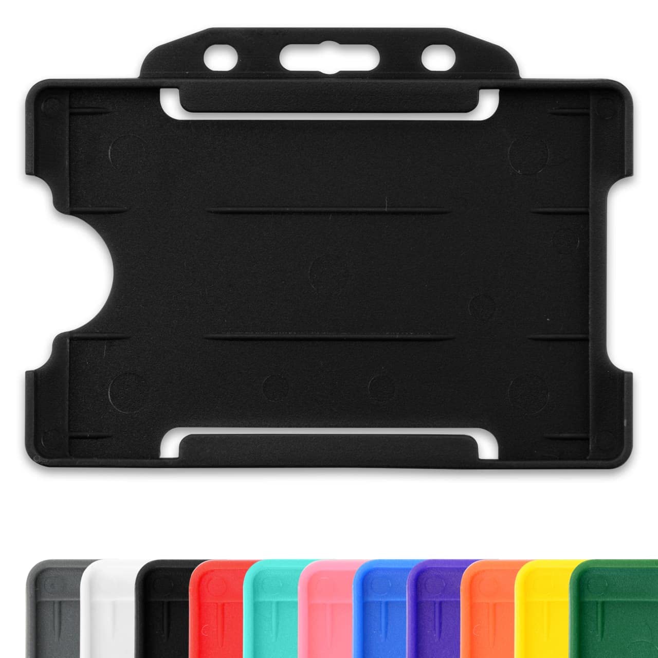 Black Single-Sided Rigid Slide in Open Faced ID Card Badge Holders Horizontal/Landscape Identity Plastic Pass Protector - Holds a 86mm 54mm cr80 Credit Card Sized - Pack of 100