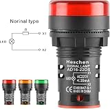 Heschen 22mm LED Indicator Pilot Light 220VAC Red Green Yellow 3 Pack AD16-22D/S view 3
