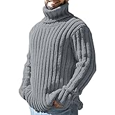 Mens Sweaters Turtleneck Cable Knitted Pullover Long Sleeve Slim Fit Chunky Casual Fall Winter Warm Cardigans