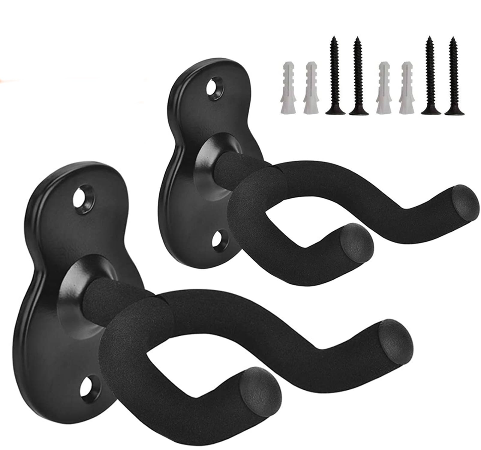 Ziranee Guitar Wall Mount Hanger,2 PCS Guitar Rack Guitar Wall Mount Display Bracket Hooks with Screws Guitar Holder Stand for Bass Electric Acoustic Guitar Ukulele