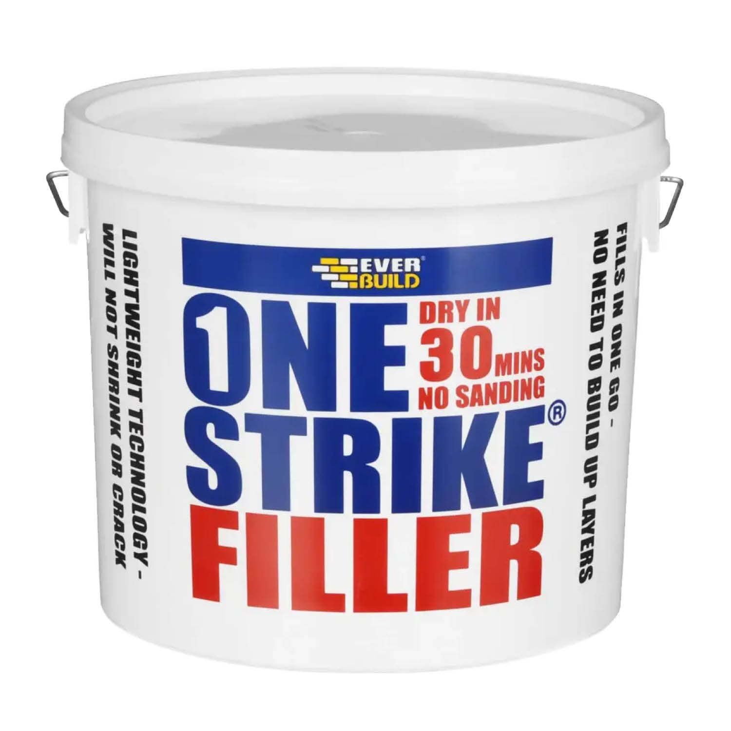 Everbuild – One Strike – Multi-Purpose Quick-Drying Filler – One-Time Application – White – 5 Litre Tub
