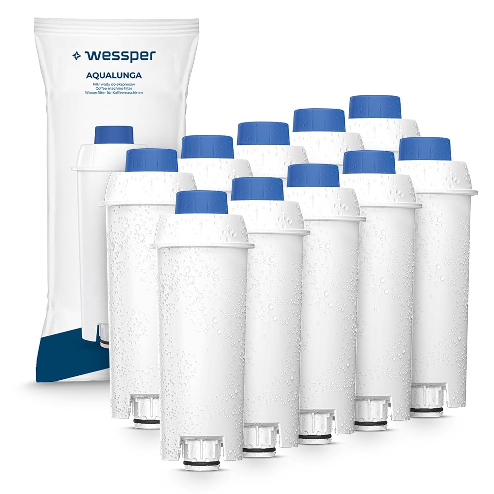 Wessper 8-Pack Water Filter, Replacement for Delonghi Coffee Machines DLSC002, SER3017 & 5513292811 - Compatible with ECAM, Esam, ETAM Series - Dinamica, PimaDonna Filter Cartridges Activated Carbon