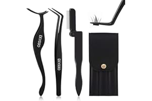 EKYSSO Lash Applicator Tools Set, 3-IN-1 Lash Cluster Tweezers for DIY Individual Eyelash Clusters Tools with Case, Comfort G
