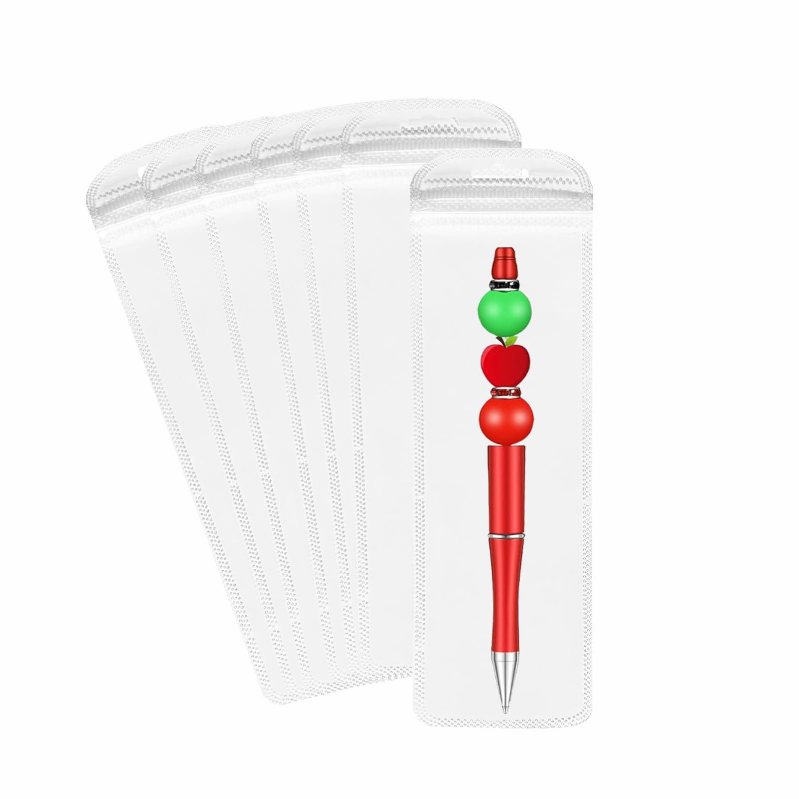 Photo 1 of 100 Pack Bead Pens Bags Clear Beadable Pen Packaging Bags, Plastic Foil Pouch Resealable Clear Plastic Zipper Pouch Bag for Jewelry Party Favor Food 2.16x8.66inch