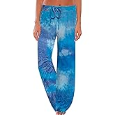 NEWCOSPLAY Women's Comfy Pajama Pants Casual Drawstring Palazzo Lounge Wide Leg Pants