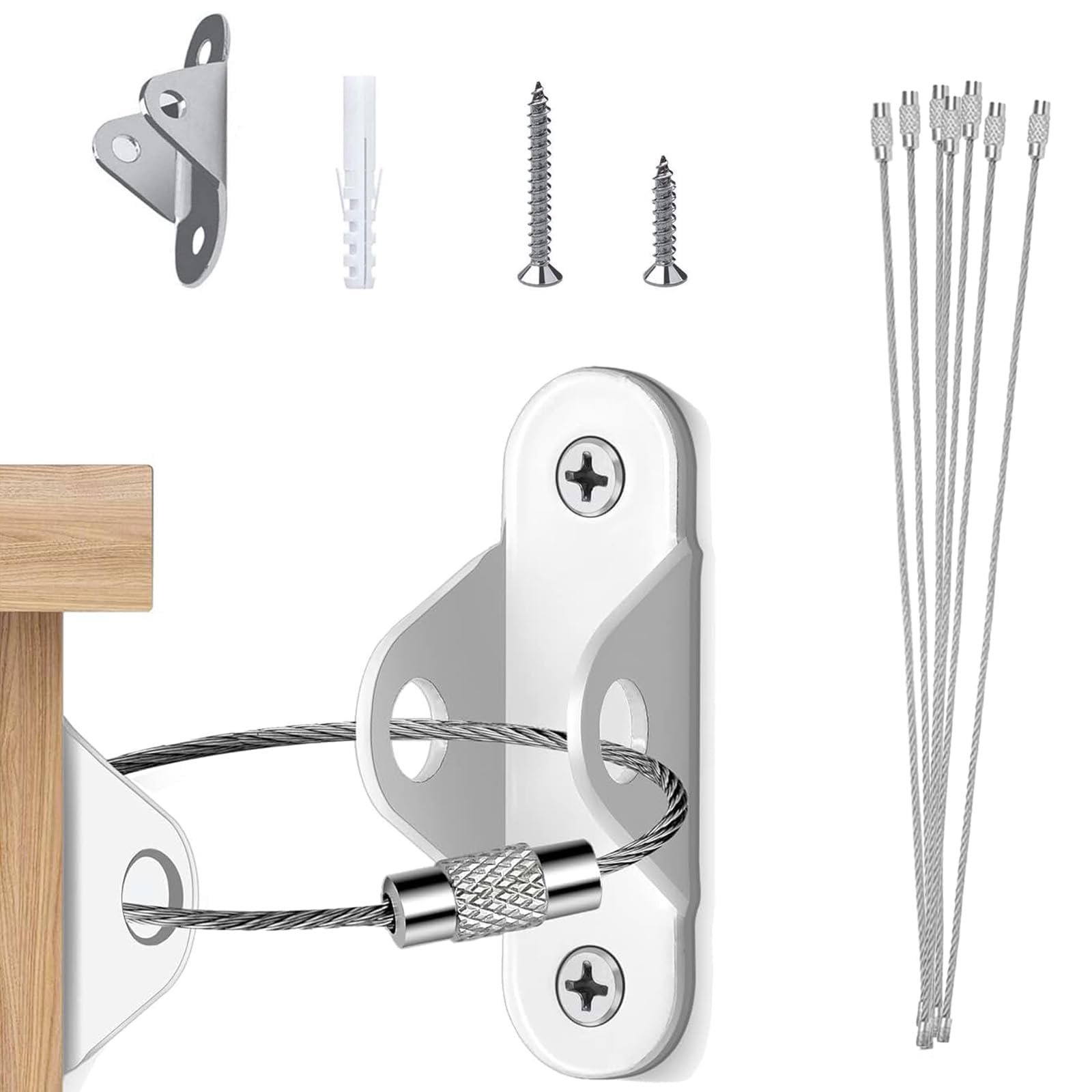 8 Pcs Furniture Straps, Wardrobe Furniture Wall Baby Safety Fixings Metal Straps Wall Kit for Baby Proofing, Pet Protecting, Cabinet, Secure Bookshelf, Dresser