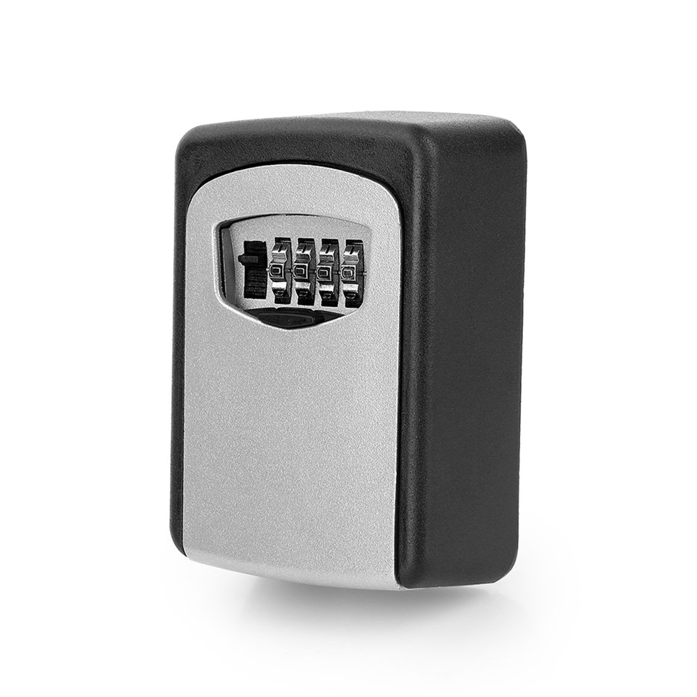 Greensen Key Safe Box, Black Mechanical Code Lock, Waterproof Stainless Steel Wall Mount, 85 x 85 x 35mm