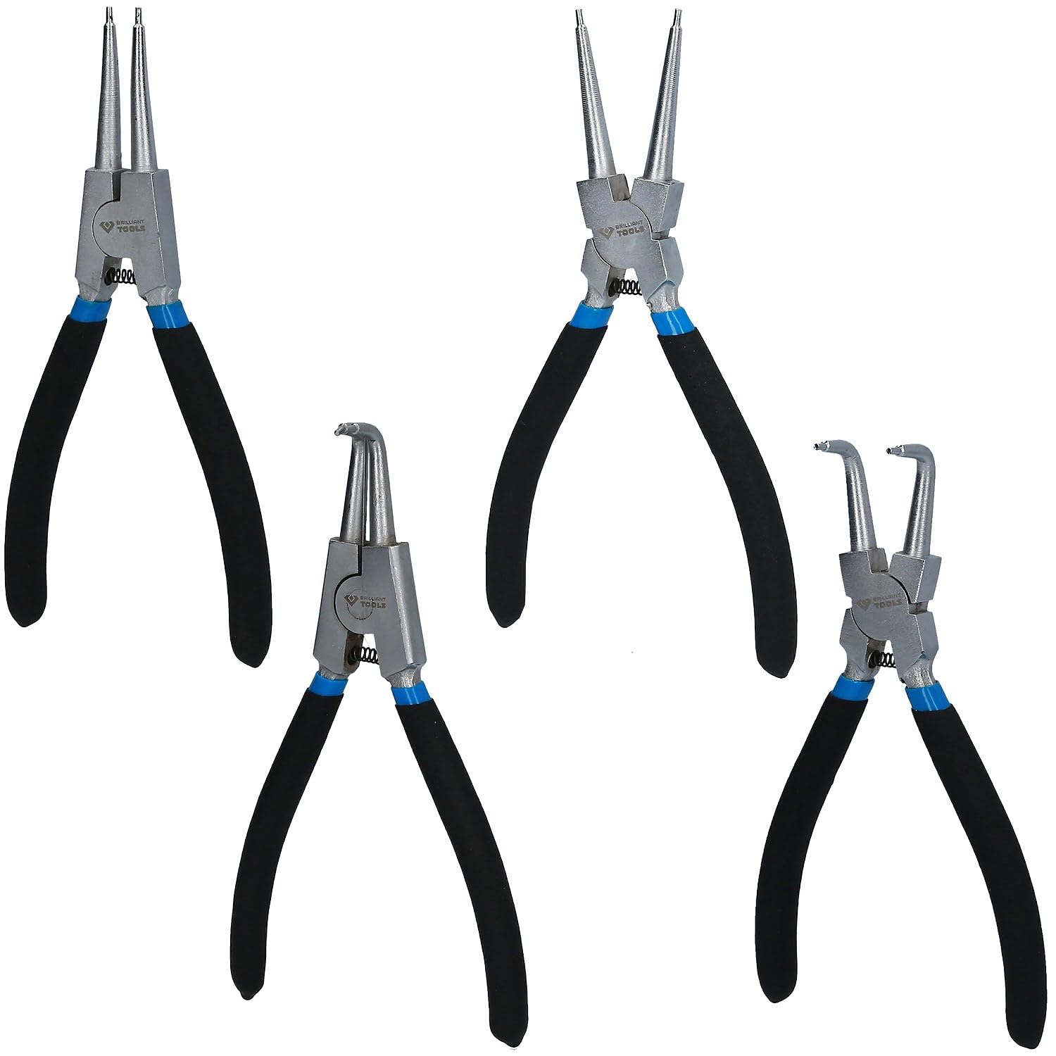 BRILLIANT TOOLS BT067000 Sea Ring Pliers Set, 4 Pieces, 175 mm [Powered by KS Tools]