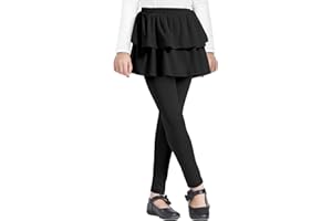 iLover Girl Leggings with Ruffle Skirt Pants Little Kids Skinny Stretch Ankle Length Pantskirt 4-12