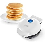 Dash DMS001WH Mini Maker Electric Round Griddle for Individual Pancakes, Cookies, Eggs & other on the go Breakfast, Lunch & S