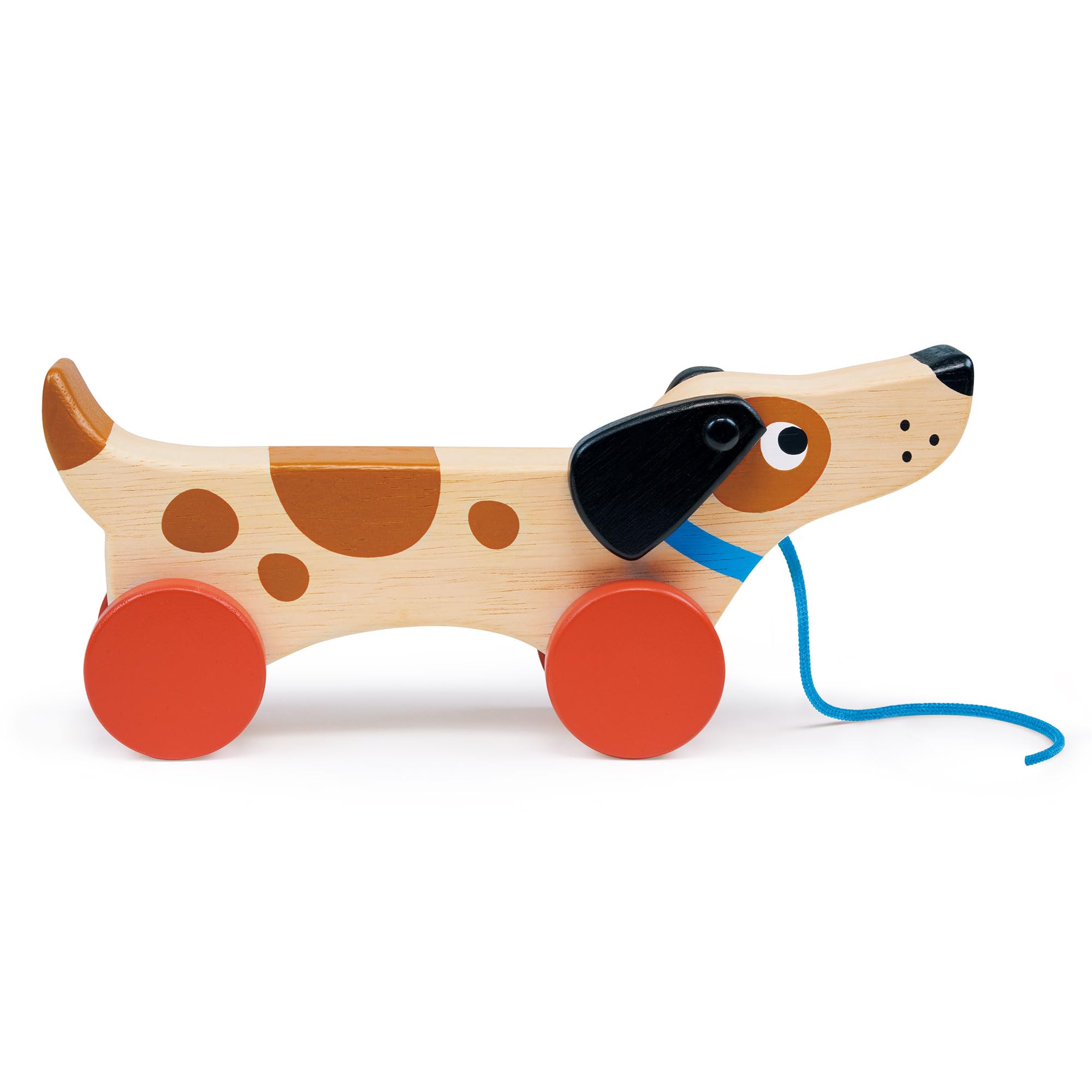 Mentari Wooden Puppy On Wheels Toy - Sustainable Pull Along Kids Toy For Toddlers