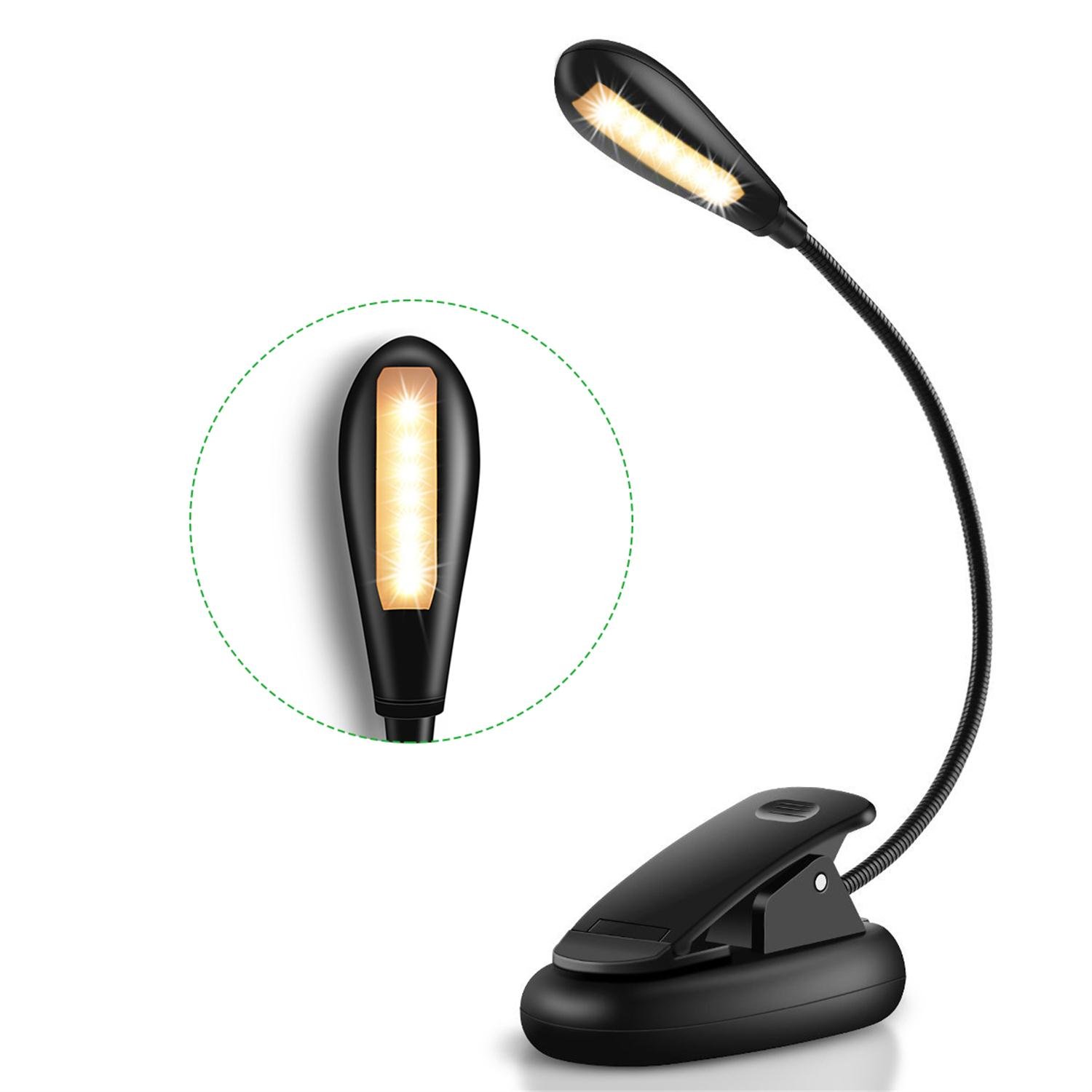 LED Reading Light, 4000K Rechargeable 7 LED Book Light, 2-level Warm Brightness and Flexible Easy Clip On Reading Lamp, Eye Protection Brightness, Best Reading Light for Bedside Night Reading