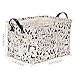 Sea Team Panda Design Canvas Fabric Storage Bin Collapsible Storage Basket Organizers with PU Leather Handles and Drawstring Cover for Kid’s Room, 16.5 by 11.4 by 9.4 inches, Waterproof Inner