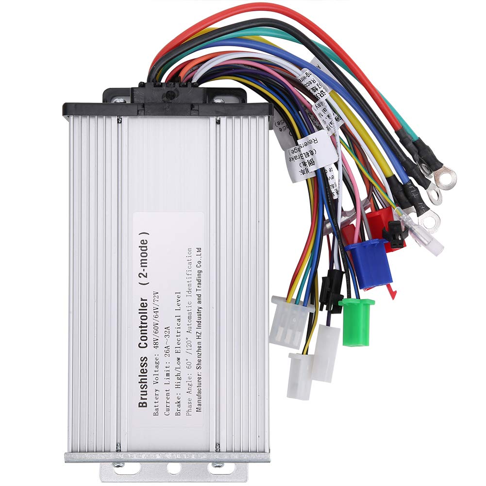 Akozon 72v Controller + 48v 60v 64v 12tube Rectangular for Electric 1000w-1500w Metal brushless Controller, Speed Scooter