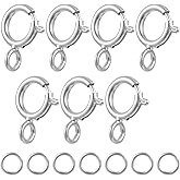 7 Sets 925 Sterling Silver Necklace Clasps and Closures 5mm Spring Ring Clasp Jewelry Clasps with Closed Jump Rings 4mm for Bracelet Necklace Extender Connectors for Jewelry Making Repair