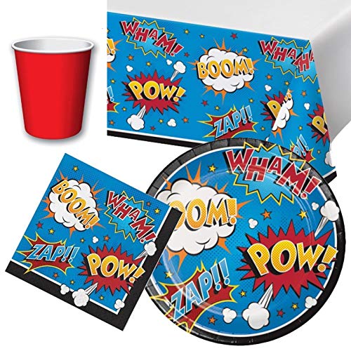 Superhero Slogans Party Tableware Pack for 8