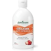 Jamieson Liquid Verisol Hydrolyzed Collagen 2,500 mg Natural Strawberry Flavour, with Biotin 500 mcg, Clinically Studied, Red