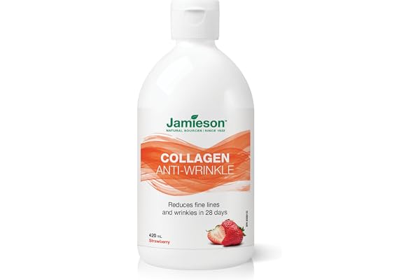Jamieson Liquid Verisol Hydrolyzed Collagen 2,500 mg Natural Strawberry Flavour, with Biotin 500 mcg, Clinically Studied, Red