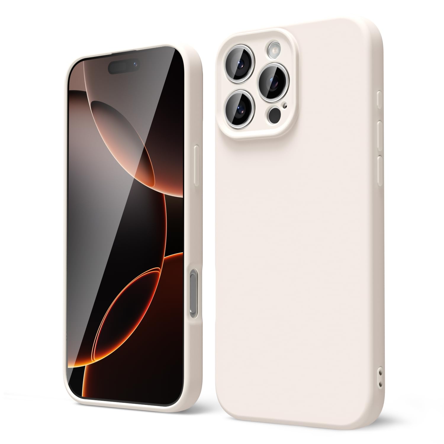 Photo 1 of oakxco for iPhone 16 Pro Phone Case Liquid Silicone, Thin Slim Soft Rubber Gel TPU Plain Protective Simple Cover for Women Girl Cute, Matte Solid Color Aesthetic, Beige Stone CreamSTOCK PHOTO IS A DIFFERENT COLOR THAN PRODUCT PHOTO

