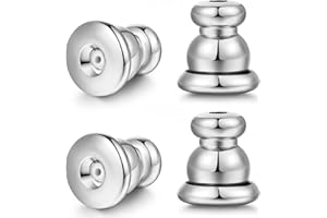 MOCONAR Earring Backs for Studs,18K Gold Bullet Earring Backs Replacements for Studs/Droopy Ears, Secure Locking Backings for Sensitive Ears, Hypoallergenic and Comfortable (Silver 4 PCS)