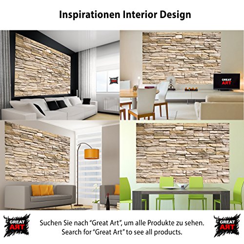GREAT ART Wall Mural Stone Optic 3D Design- Decoration Stones Wallpaper Wall Covering Stonewall Slate Sandstone Poster (82.7x55 Inch) - Thumbnail 3