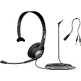 Cyber Acoustics Mono Headset, headphone with microphone, great for K12 School Classroom and Education (AC-104),Gray