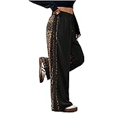 SHENHE Women's Plus Size Cheetah Print Baggy Sweatpants Wide Leg Drawstring High Waist Sweatpants