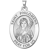 PicturesOnGold.com Saint Philomena Oval Religious Medal - 2/3 X 3/4 Inch Size of Nickel, Sterling Silver
