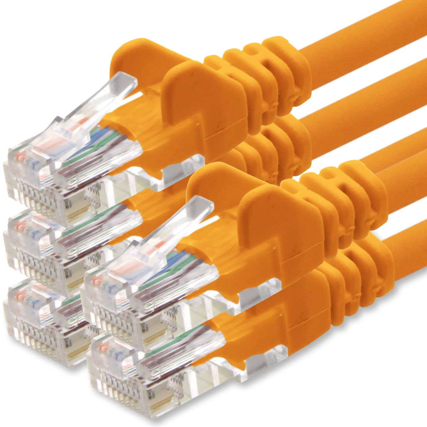 1aTTack.de 1m Cat.6 Ethernet Cable - Orange (5 Pack) - Ready to Use with RJ45 Connectors - Compatible with PCs, Notebooks, Game Consoles, Routers & More