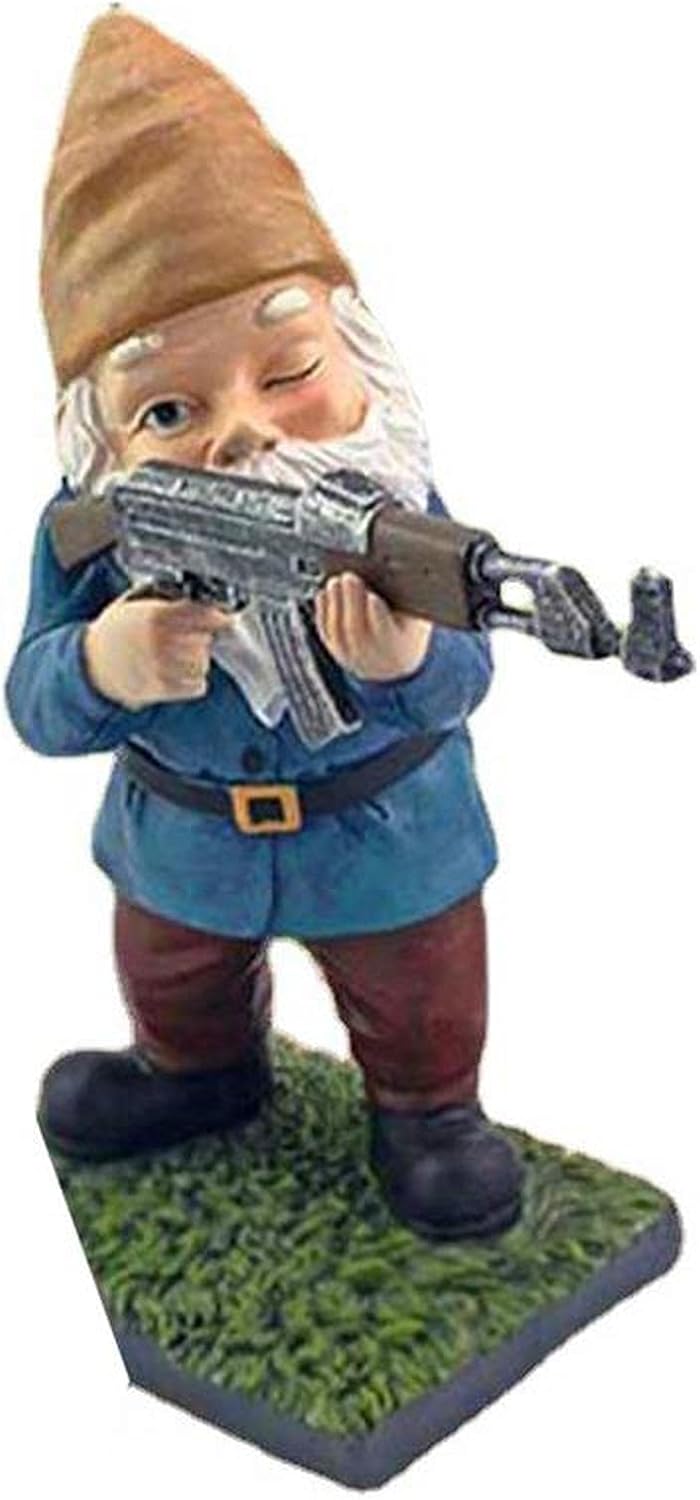 LTHTX Funny Army Garden Gnome Statue, Resin Desktop Lawn Ornament Figure Sculpture Indoor Outdoor Home Yard Decor (C)