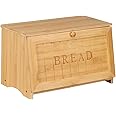 HOMEKOKO Vintage Large Wood Bread Box for Kitchen Counter, Retro Design Single Layer Bamboo Large Capacity Food Storage Bin (Natural Bamboo)