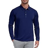MIER Polo Shirts for Men Long Sleeve Dry Fit Golf Athletic Work Collared Shirt with UV SPF Sun Protection (Inherent UPF 50+)