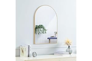 SCWF-GZ 24x16 Arch Mirror Rectangle Wall Mounted Metal Frame Mirrors for Entryway Bedroom Bathroom Living Room 24 16 inch Gold
