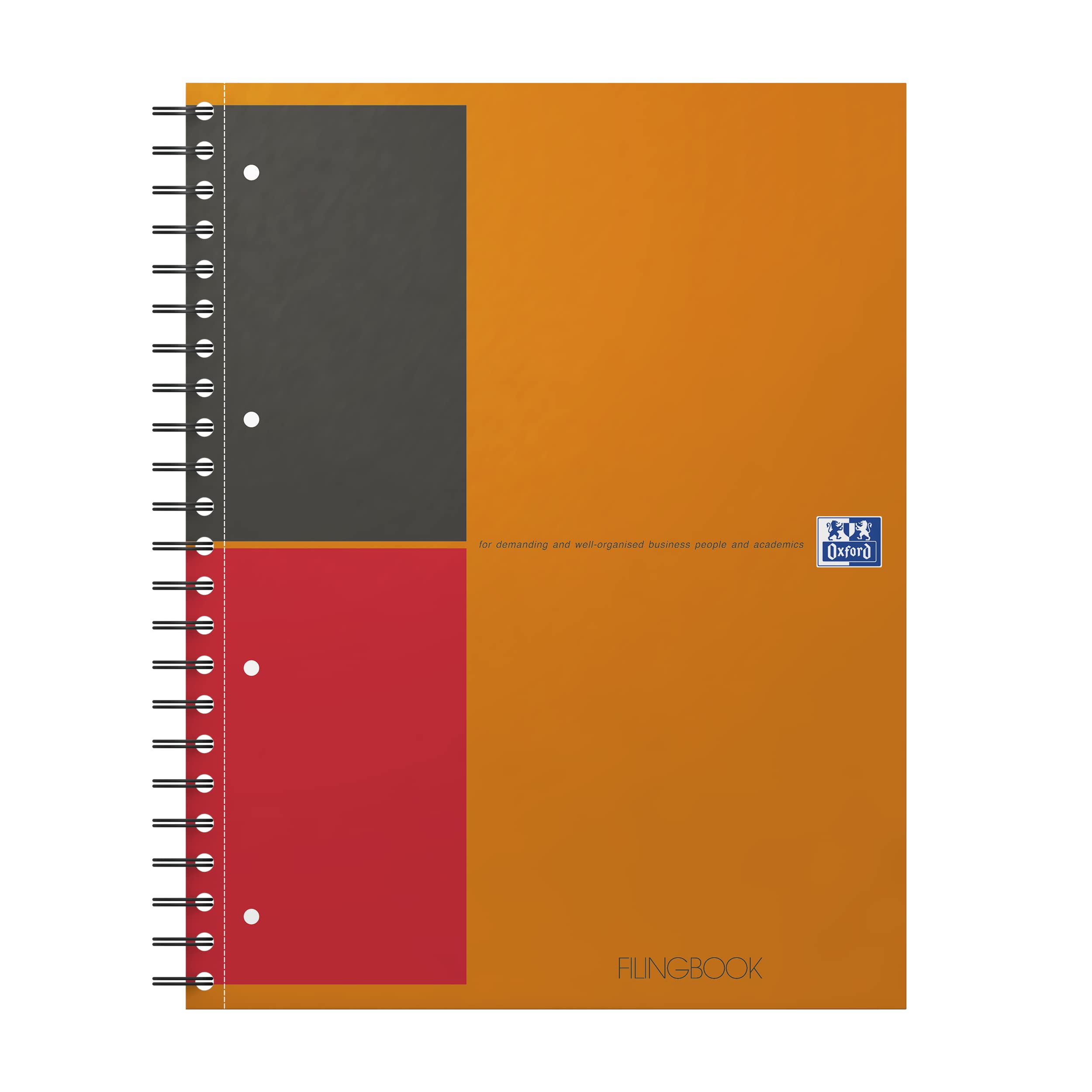Oxford International A4 Poly Cover Hardback Filing Book - Orange/Black/Red