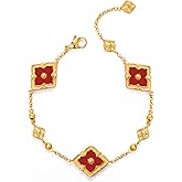 ChicU Clover Bracelets for Women - Four Leaf Clover Bracelet, Double-Sided Gold Lucky Bracelets, Birthday gift bracelet Jewelry Gifts