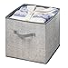 mDesign Large Soft Fabric Closet, Home Storage Organizer Cube Bin Box - Front Handle - Storage for Closet, Bedroom, Furniture Shelving Units - Textured Print, 12.75