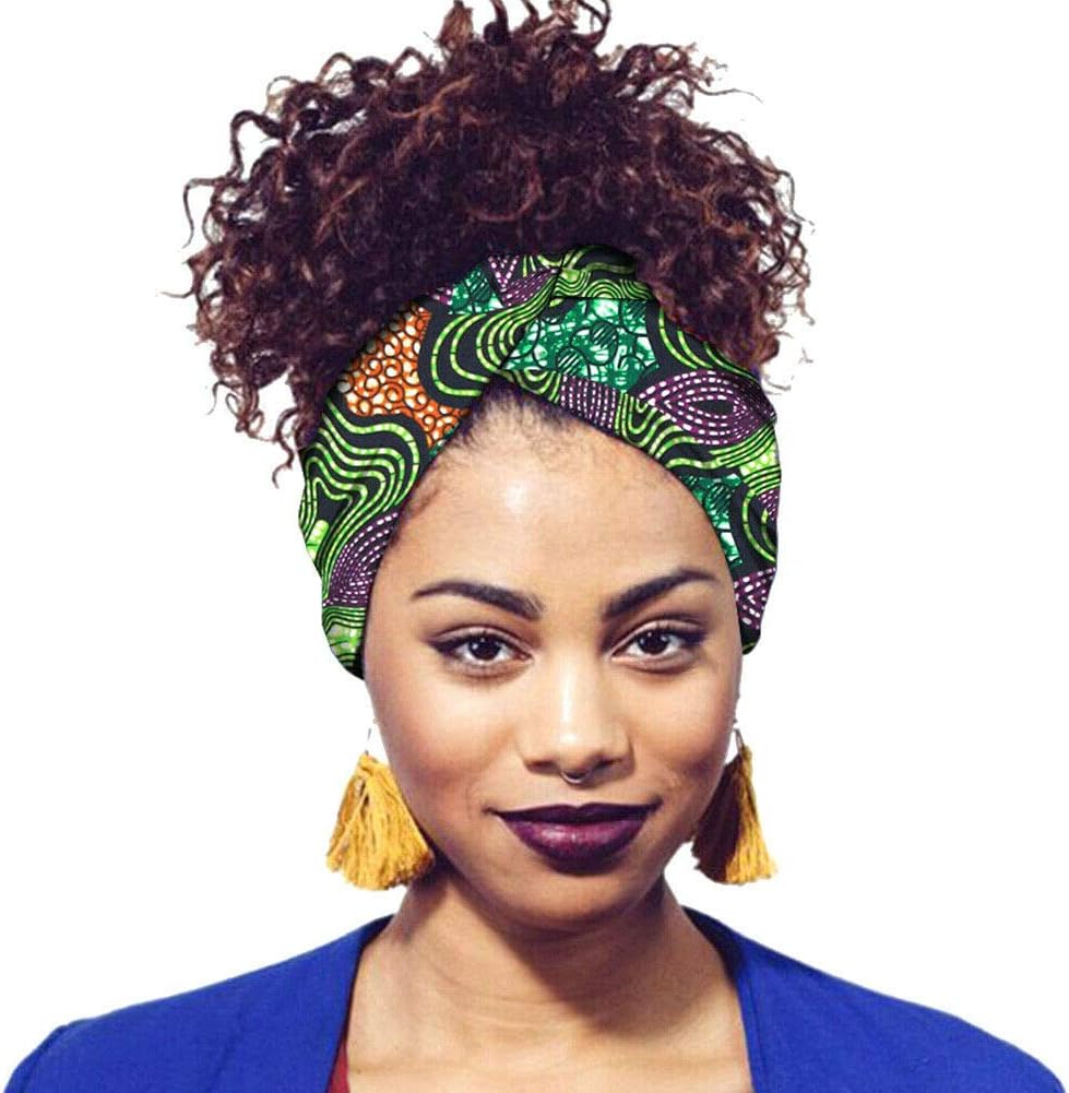 Goyajun Women's Headbands Turban Head Wrap - African Traditional Wax Floral Printing Headscrafs Hair Band