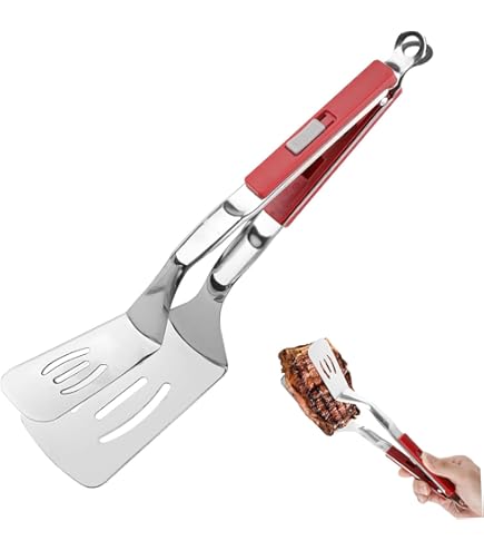 Pince De Cuisson Multifonction NatureMan 25,4 Cm - Spatule Double Face En Acier Inoxydable Pour Barbecue, Steak Et Cuisine