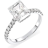 Certified 0.87- 4.8 Carat Moissanite Engagement Ring for Women, D Color VVS1 Clarity, 925 Sterling Silver With 18K Gold Rhodium Plated Solitaire Promise Ring for Wedding, Anniversary, Mother’s Day