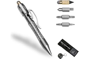 Mp1 Multi-Functional Titanium Pen – Mini EDC Pocket Pen with Replaceable Tool Heads, Box Cutter, Tungsten Tip, Screwdrivers, 
